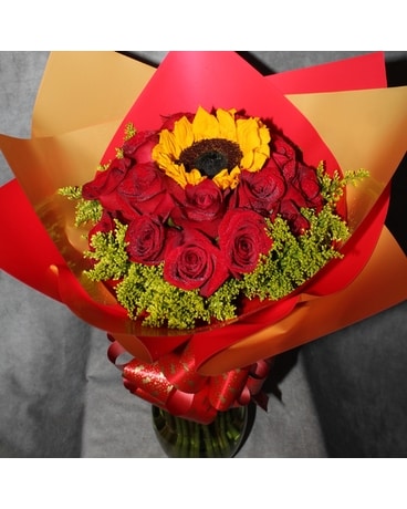 Sunshine and Roses Flower Arrangement